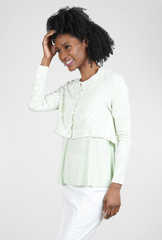 Rundholz Jacquard Crop Cardie, Lime 