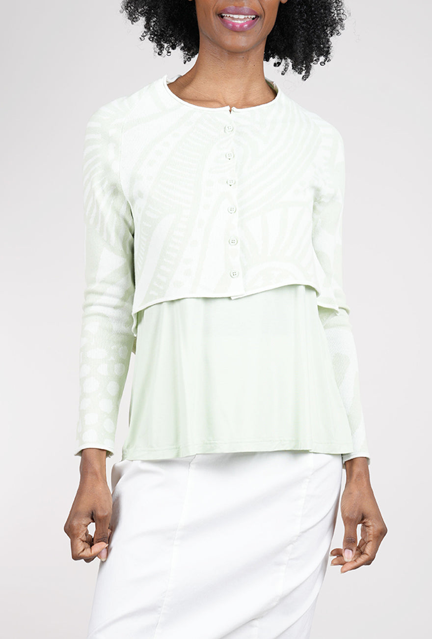 Rundholz Jacquard Crop Cardie, Lime 