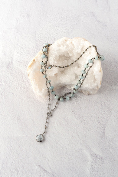 Ela Rae Three-in-One Yaeli Necklace, Pyrite and Aquamarine 