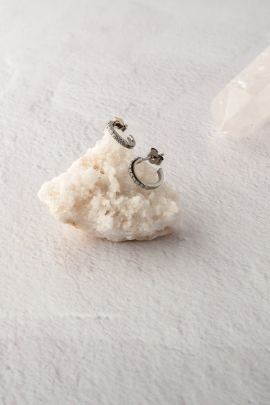 Ela Rae White Zircon Huggies Earrings 