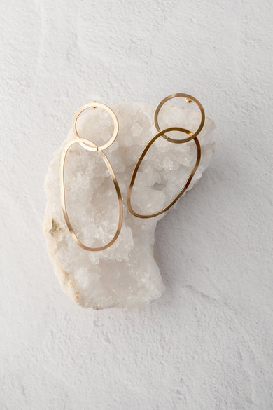 Escape from Paris Gold Oval and Circle Earrings 