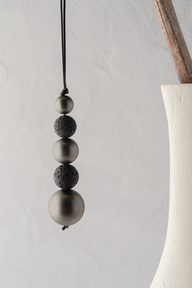 Escape from Paris Descending Black Lava and Gunmetal Bead Necklace 