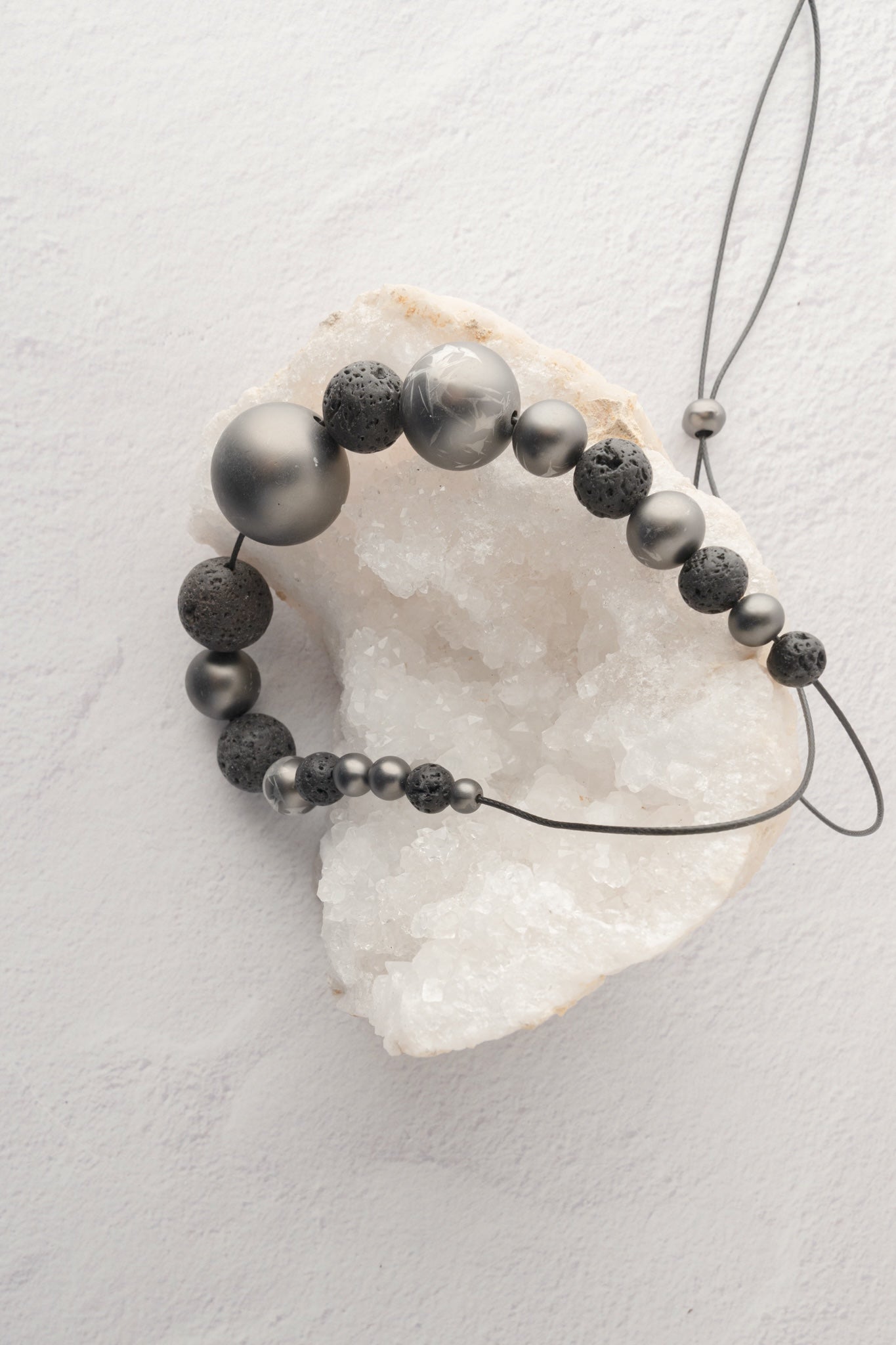 Escape from Paris Black Lava Matte Gunmetal Bead Necklace 