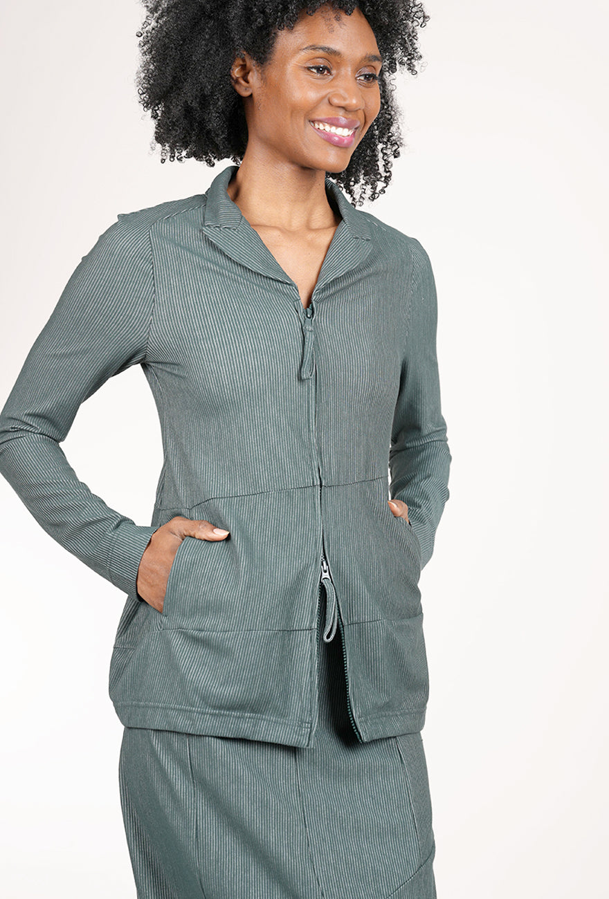 Rundholz Knit Texture Ridge Zip Jacket, Tree Stripe 