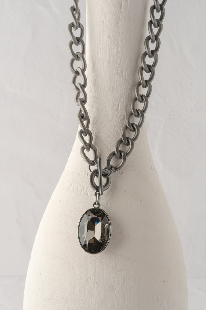 Escape from Paris Short Gunmetal Large Link Drop Necklace 