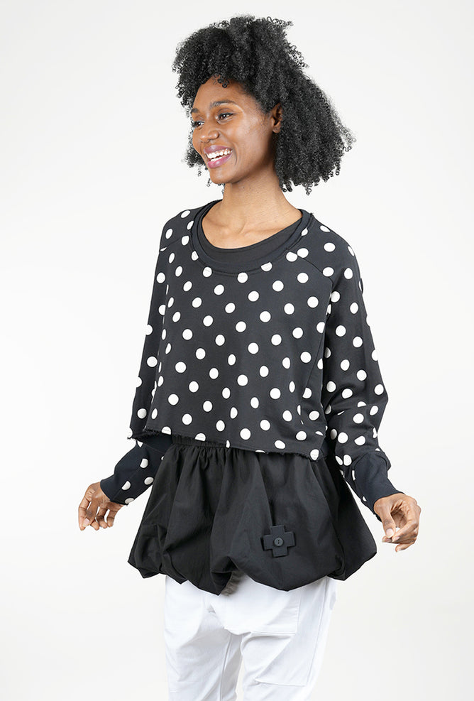 Pluslavie Wide Short Sweat, Black/White Dots 