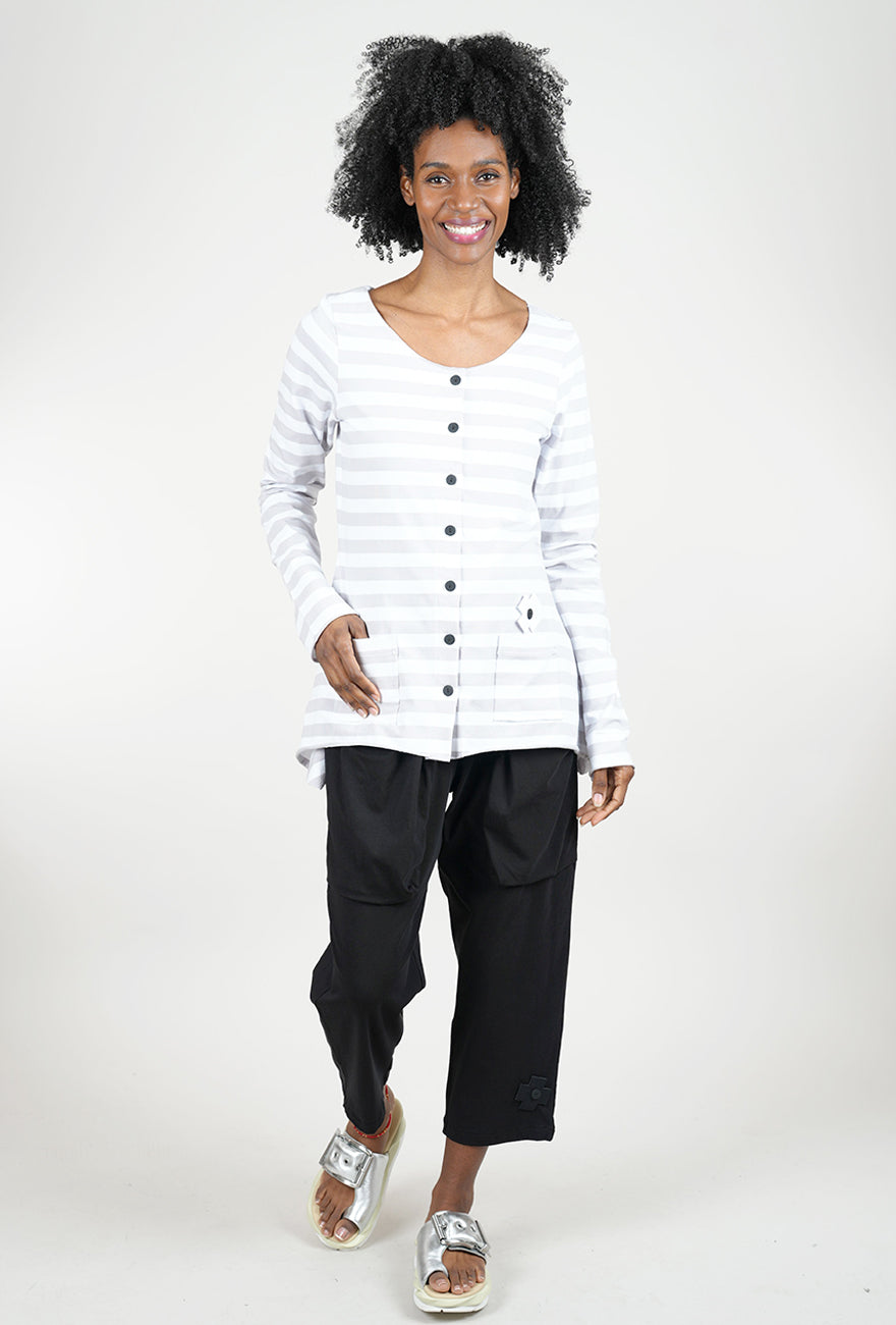 Pluslavie My Shirt Cardigan, Cement Stripe 