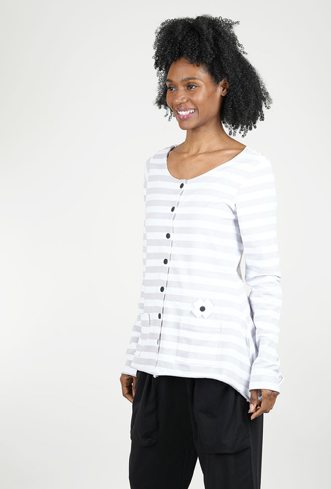 Pluslavie My Shirt Cardigan, Cement Stripe 