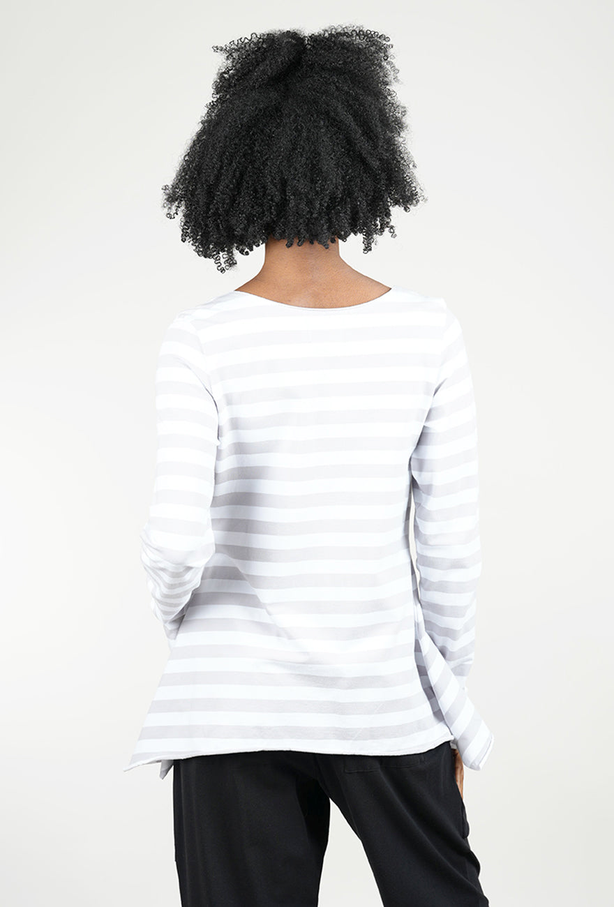 Pluslavie My Shirt Cardigan, Cement Stripe 