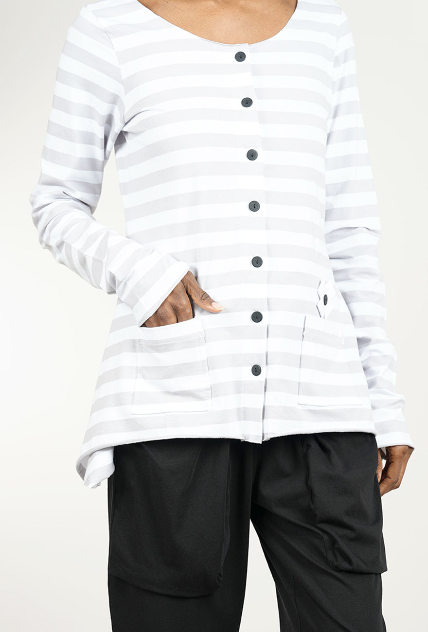 Pluslavie My Shirt Cardigan, Cement Stripe 