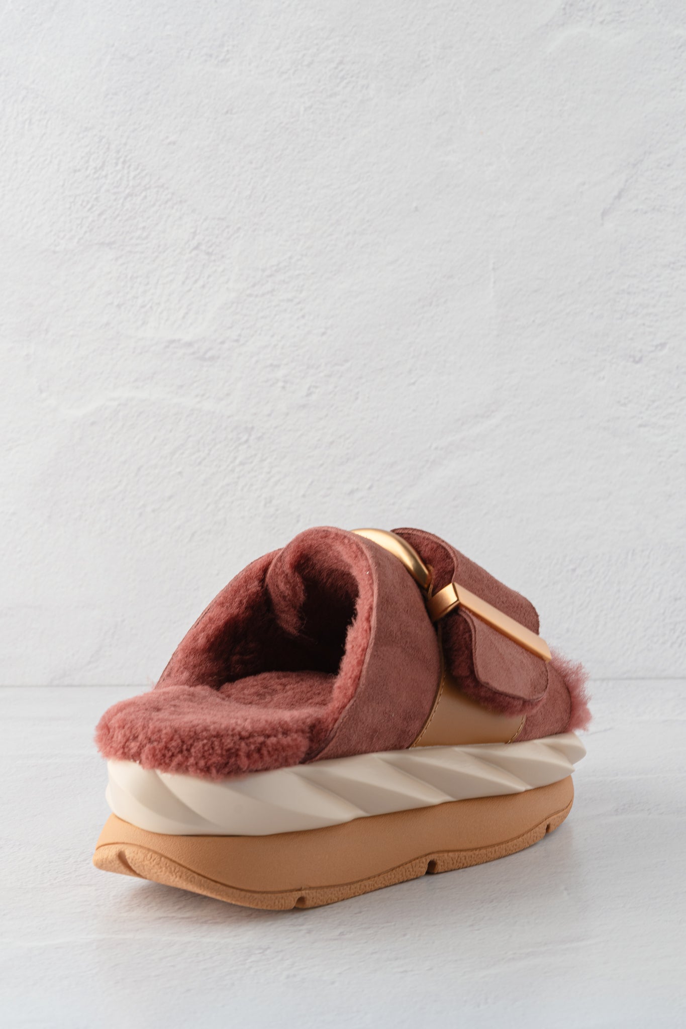 4CCCCEES Mellow Laze Shearling Sandal, Rose 