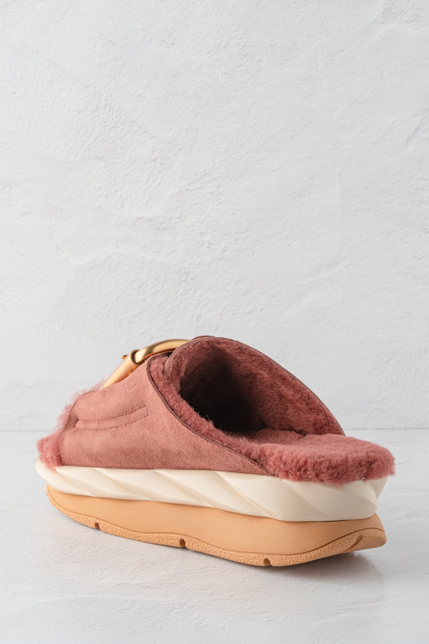 4CCCCEES Mellow Laze Shearling Sandal, Rose 
