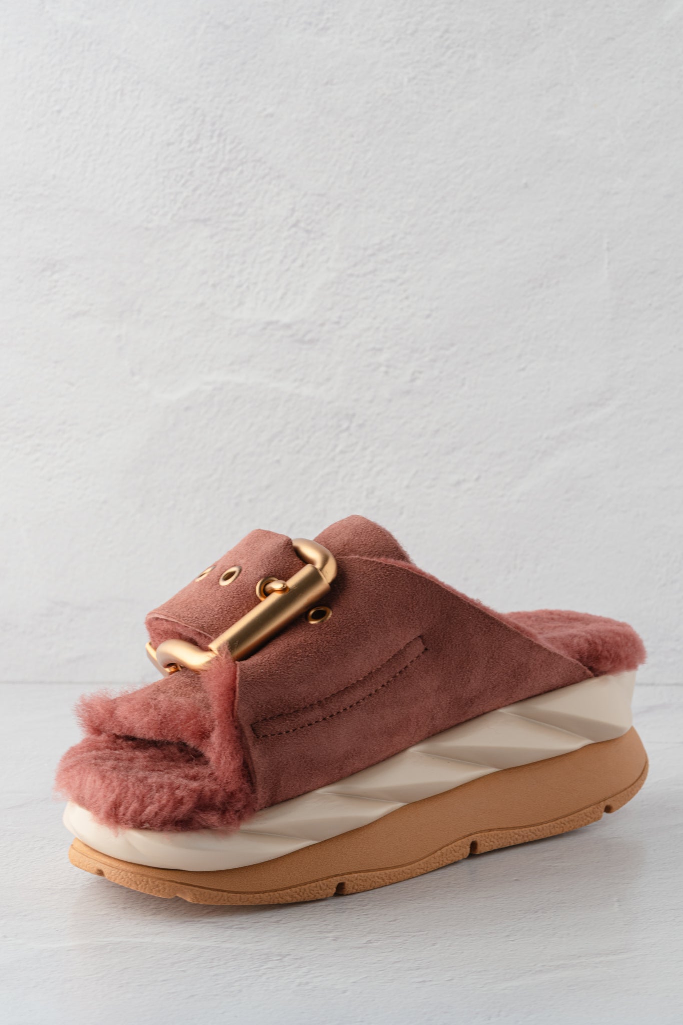 4CCCCEES Mellow Laze Shearling Sandal, Rose 
