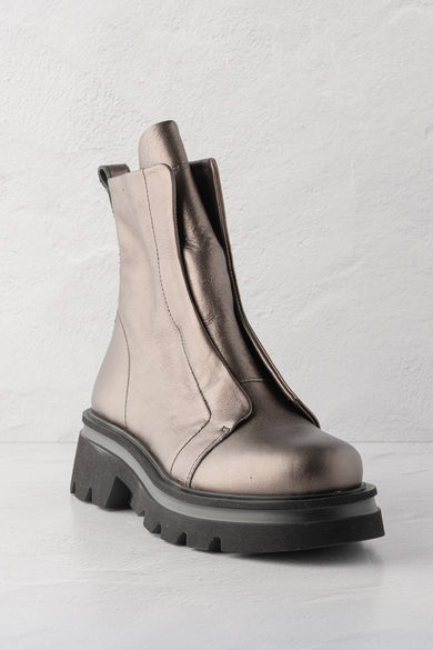 Patrizia Bonfanti Kuni No Lace Metallic Boot, Black Silk 