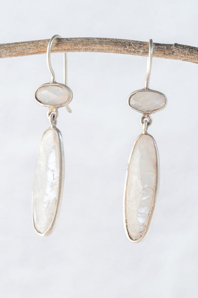 Jane Diaz Long Skinny Organic Moonstone Drop, Moonstone 