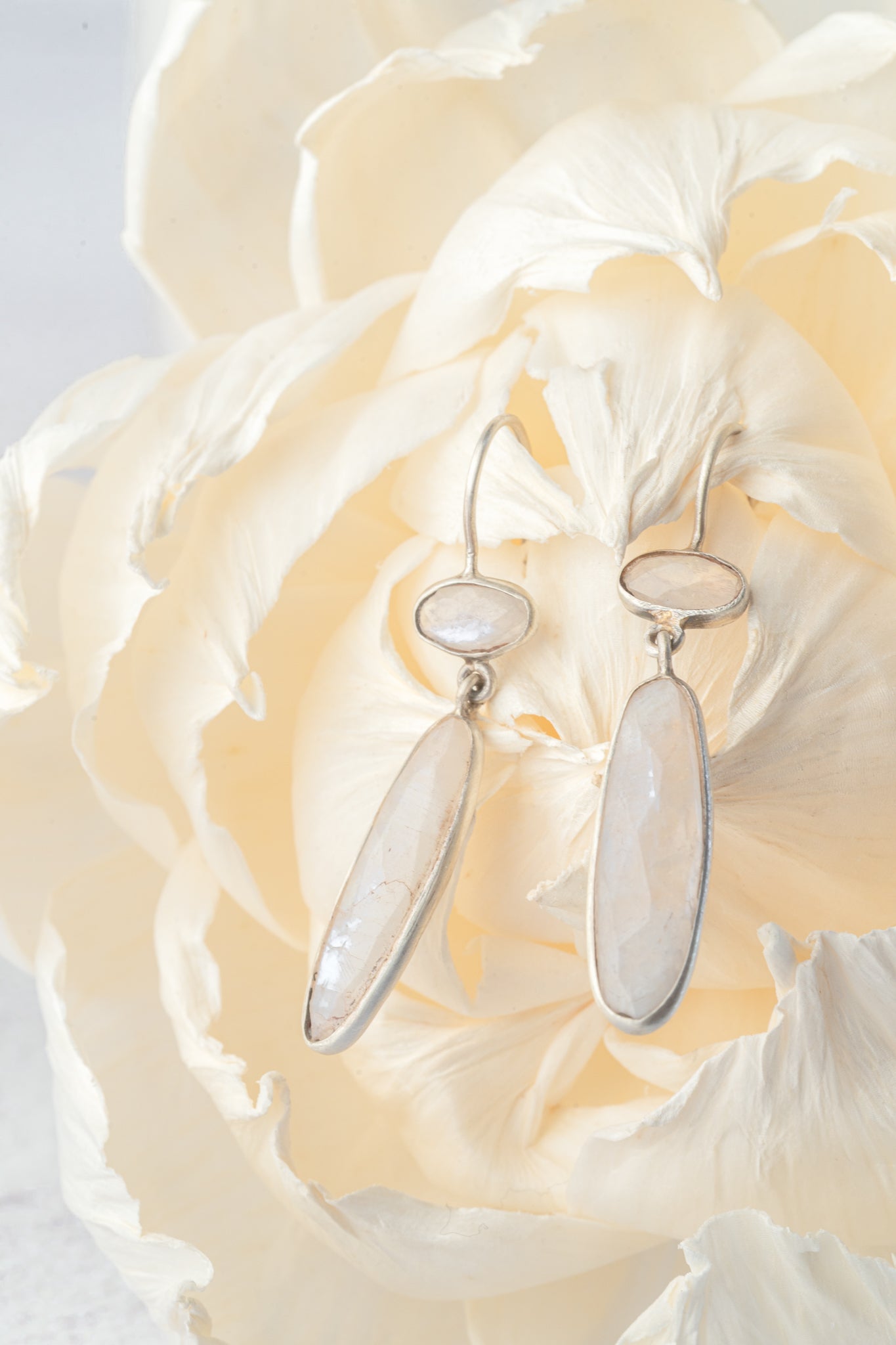 Jane Diaz Long Skinny Organic Moonstone Drop, Moonstone 