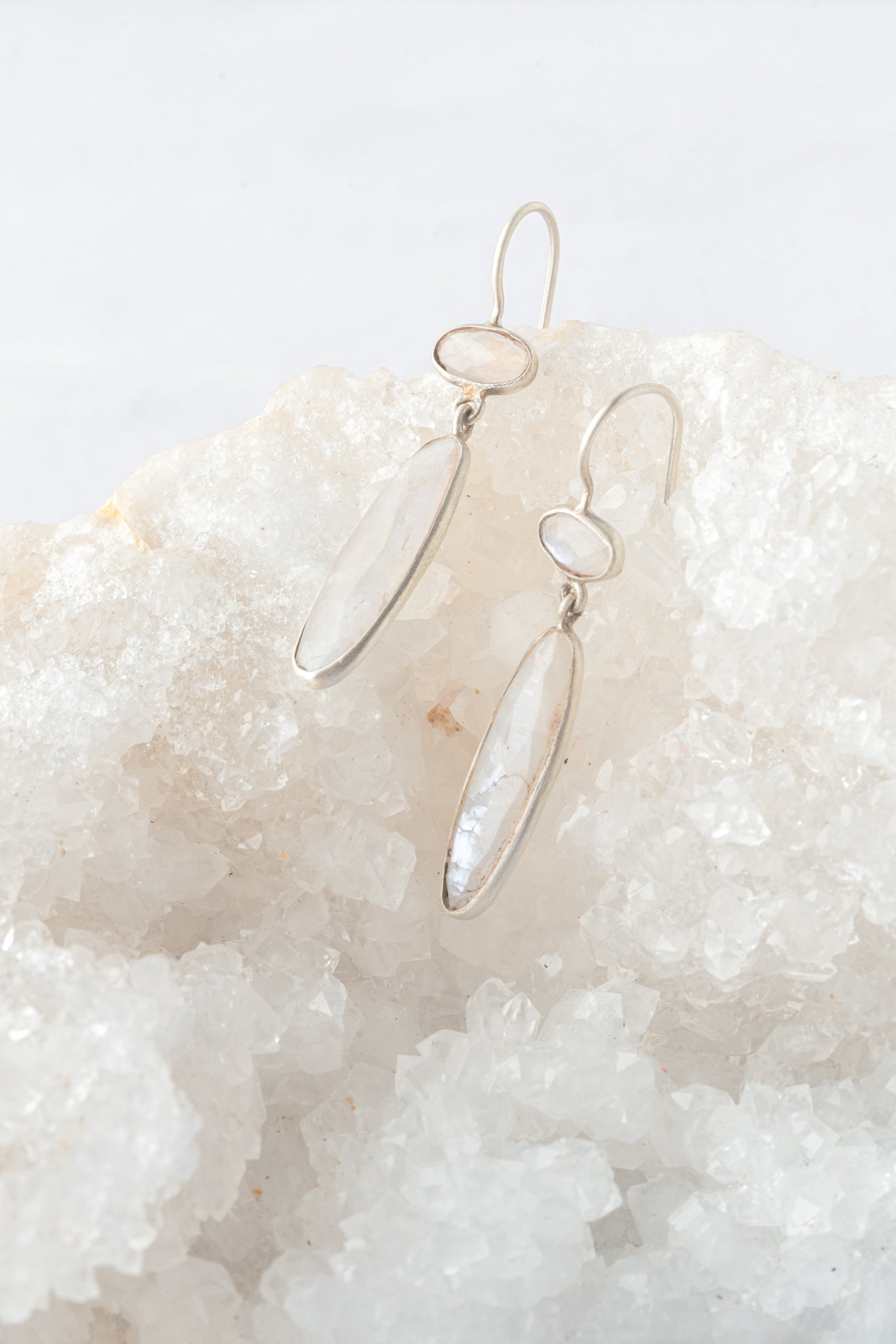 Jane Diaz Long Skinny Organic Moonstone Drop, Moonstone 