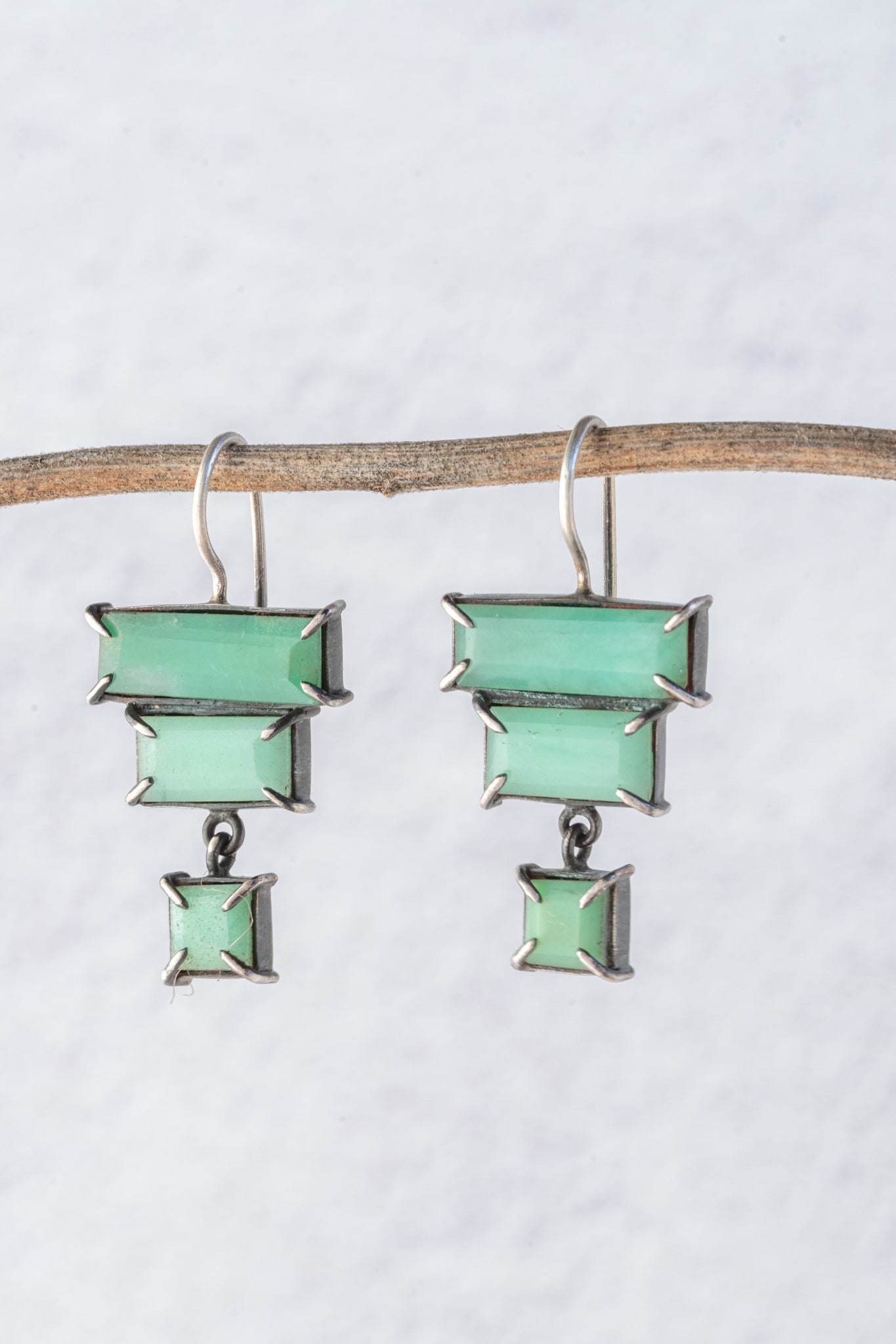 Jane Diaz Faceted Deco Drop Earring, Chrysoprase 
