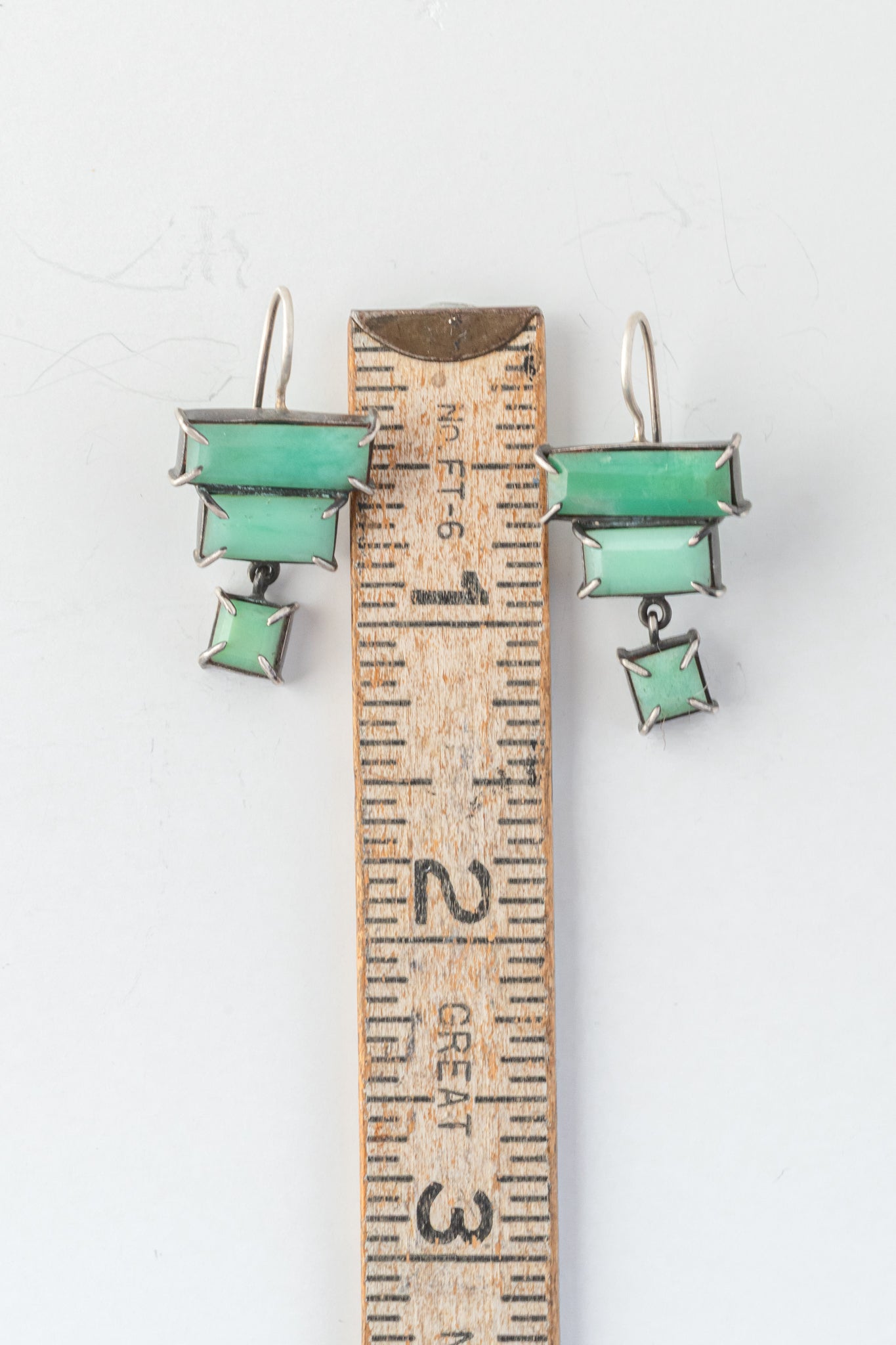 Jane Diaz Faceted Deco Drop Earring, Chrysoprase 