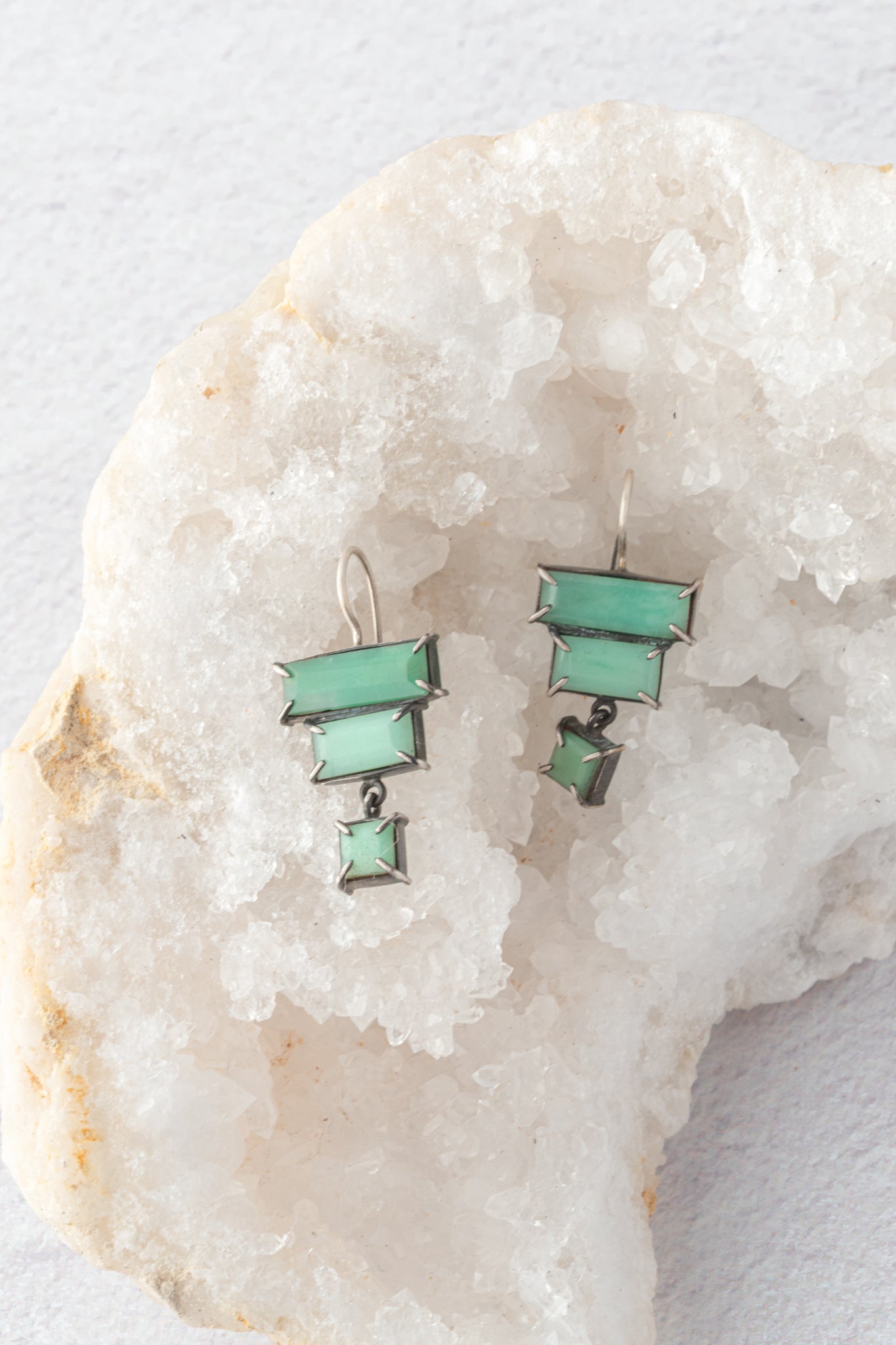 Jane Diaz Faceted Deco Drop Earring, Chrysoprase 