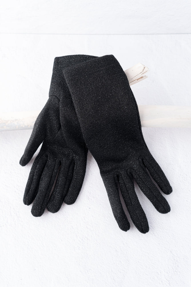 Santacana Madrid Stretch Knit Lurex Glove, Black 