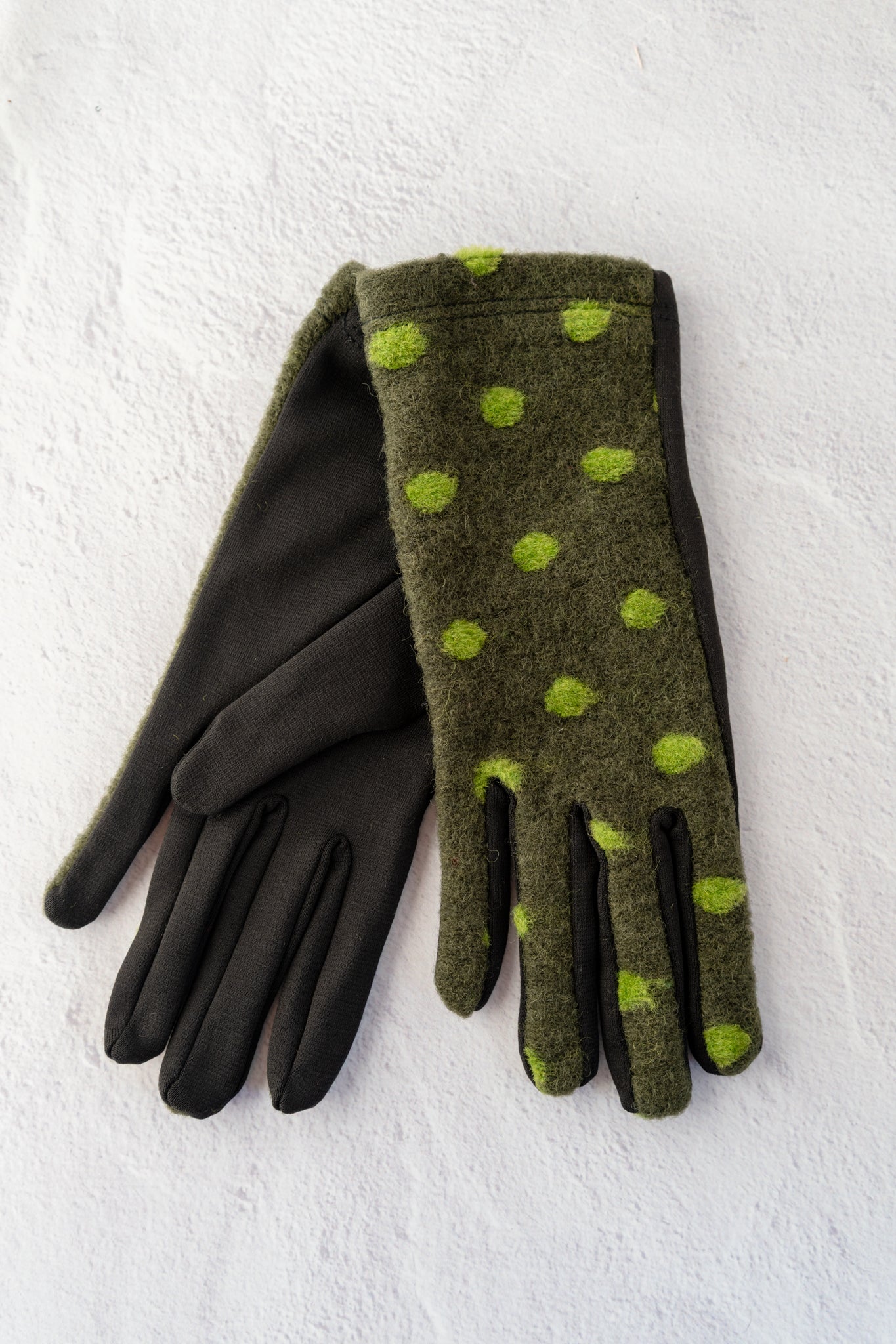Santacana Madrid Dotty Stretch Knit Gloves, Green 