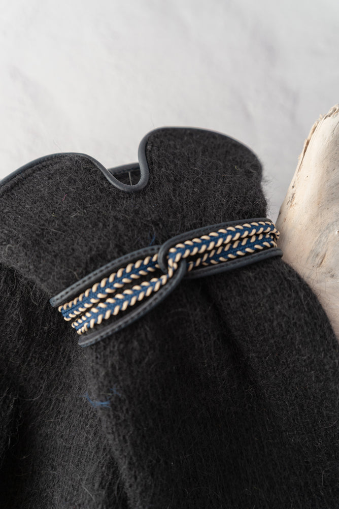 Santacana Madrid Leather Loop Wool-Angora Gloves, Black 