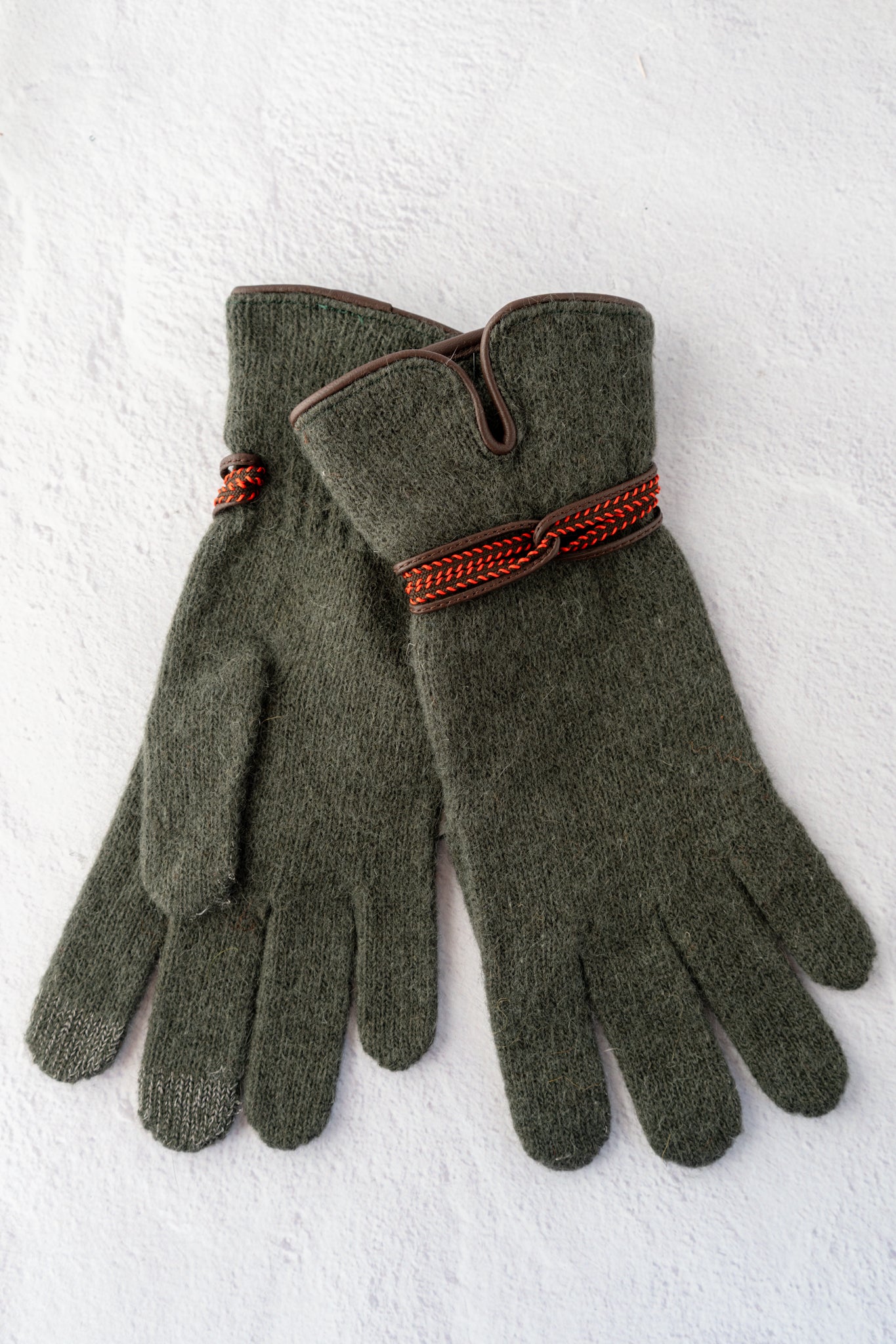 Santacana Madrid Leather Loop Wool-Angora Gloves, Austria 