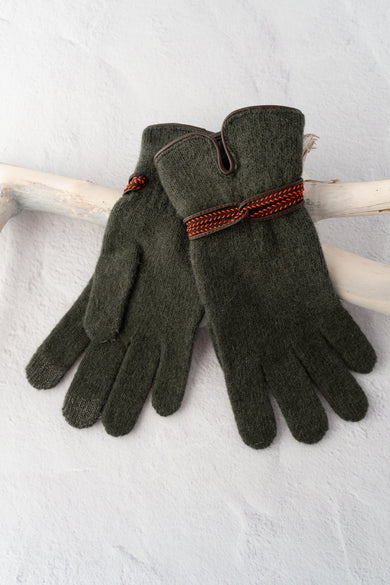 Santacana Madrid Leather Loop Wool-Angora Gloves, Austria 