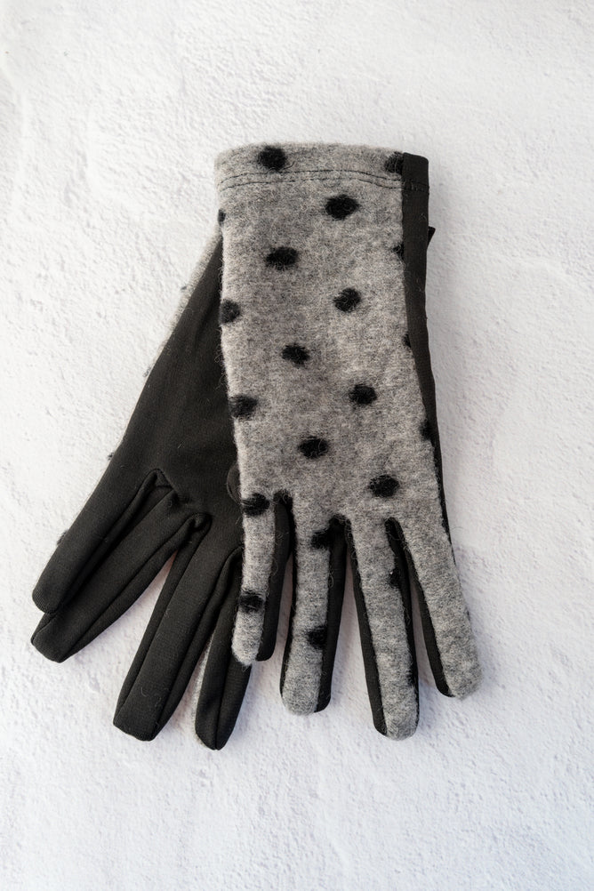 Santacana Madrid Dotty Stretch Knit Gloves, Gris 