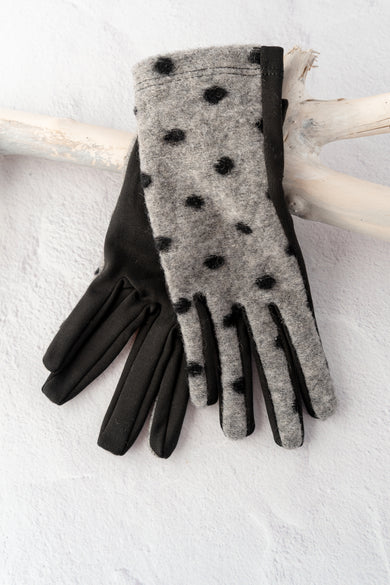 Santacana Madrid Dotty Stretch Knit Gloves, Gris 