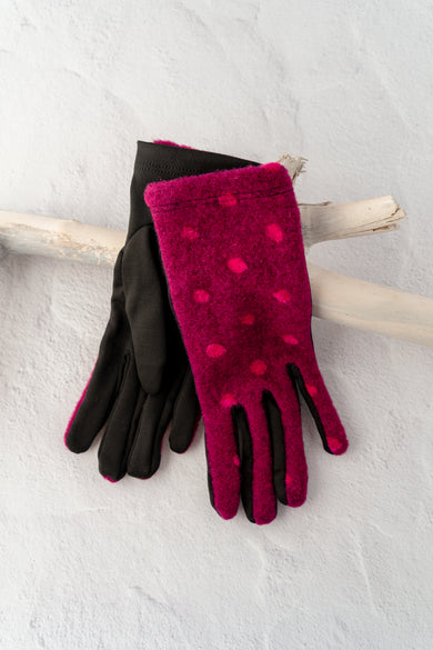 Santacana Madrid Dotty Stretch Knit Gloves, Magenta 