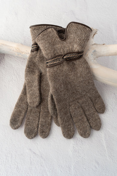 Santacana Madrid Leather Loop Wool-Angora Gloves, Vison 