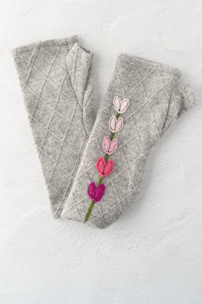 Sardine Recycled Cashmere Handwarmers, Lupine, Pink/Gray 