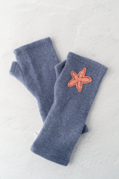Sardine Recycled Cashmere Handwarmers, Starfish, Pink/Purple 