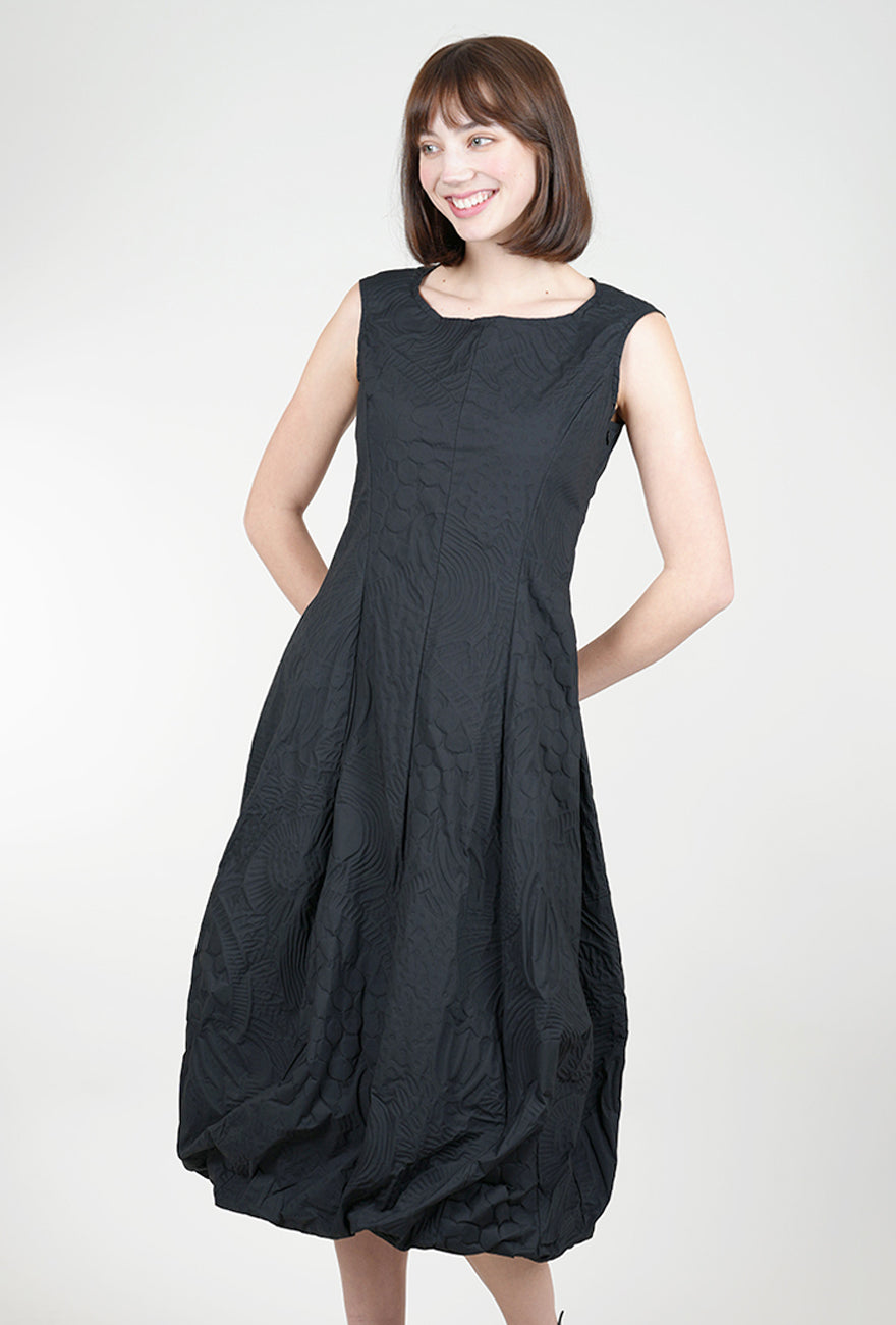 Rundholz Embossed Poplin Dress, Black 