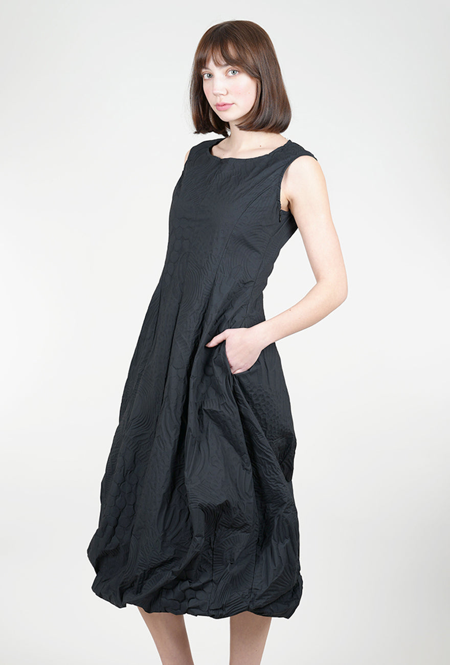Rundholz Embossed Poplin Dress, Black 