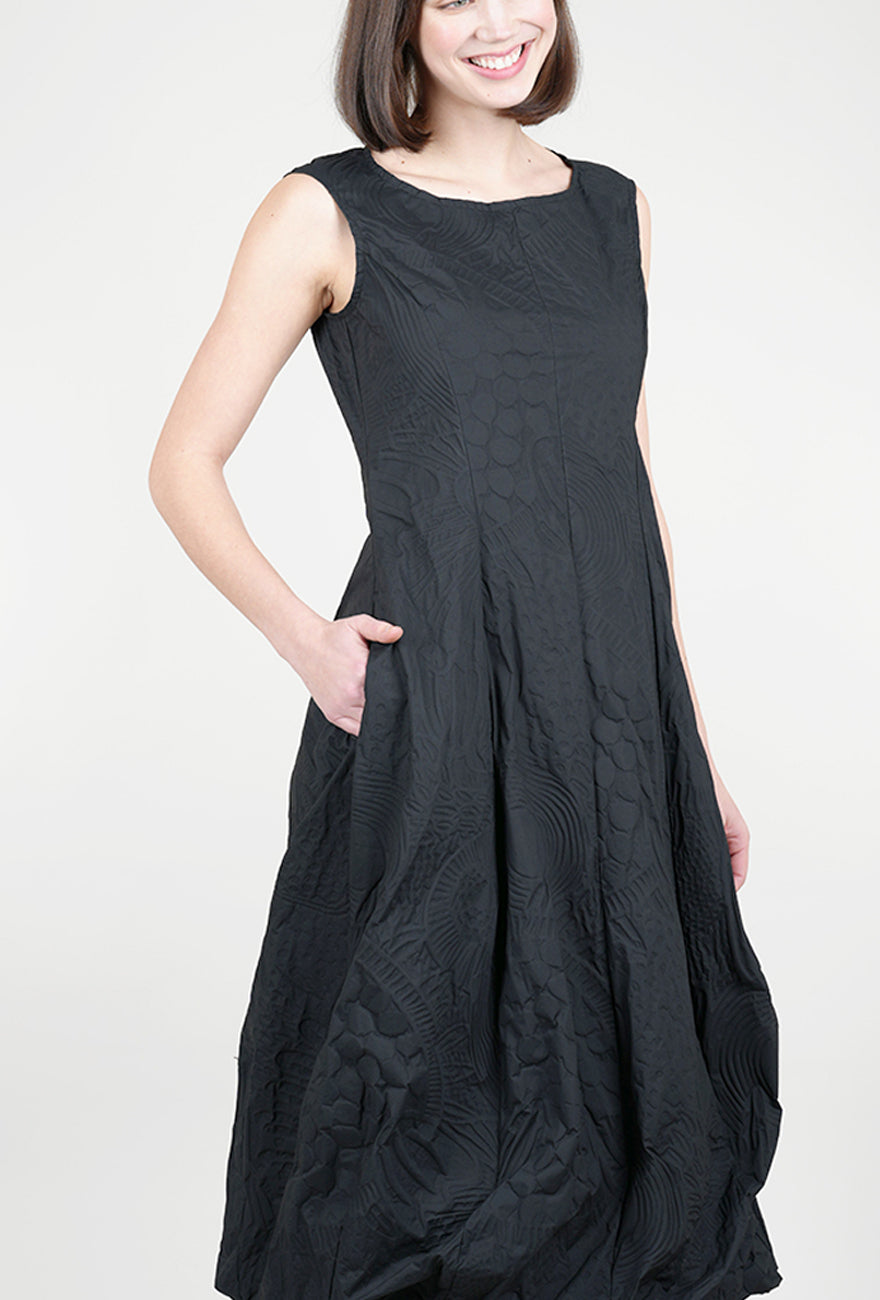 Rundholz Embossed Poplin Dress, Black 