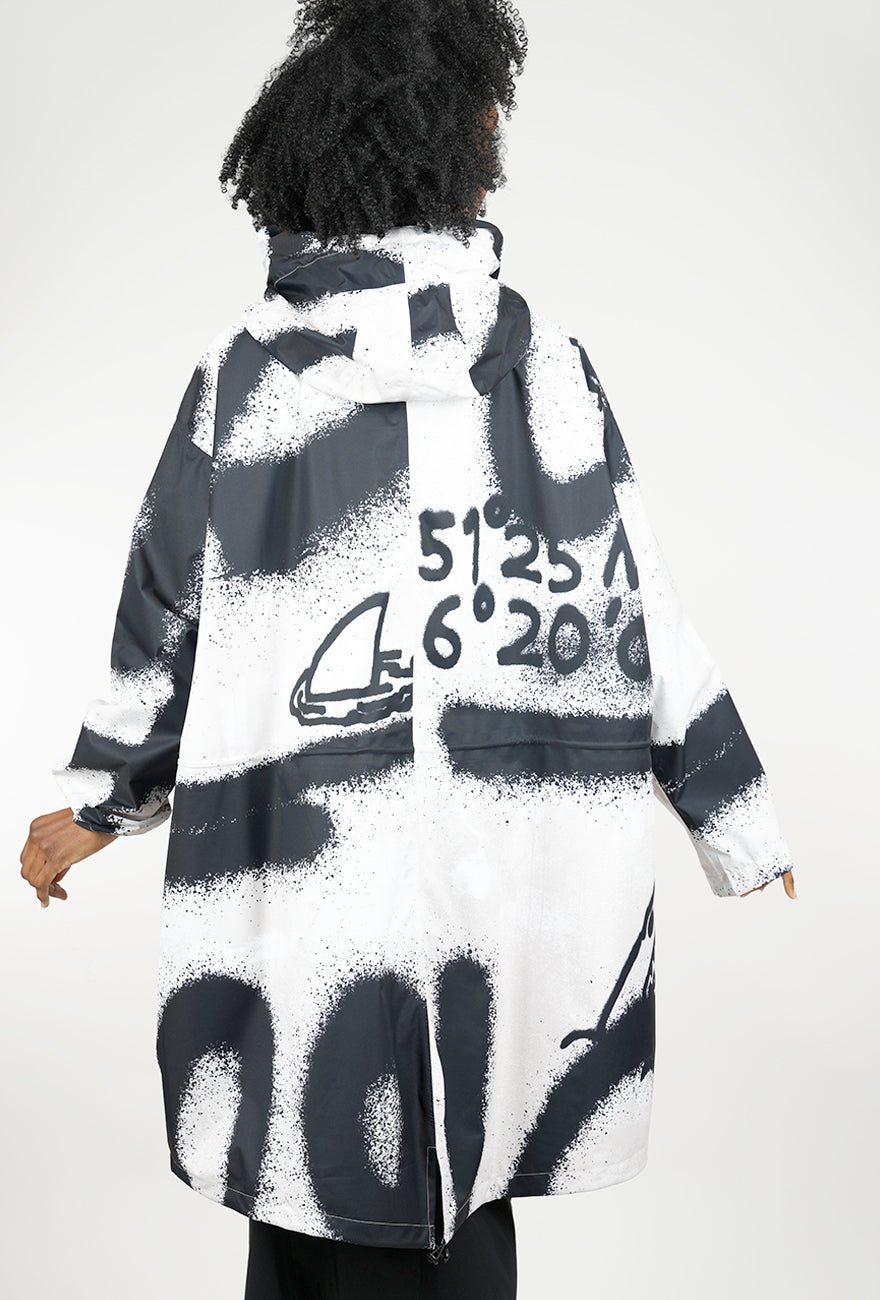 Rundholz Sharknado Rain Jacket, Black Print 