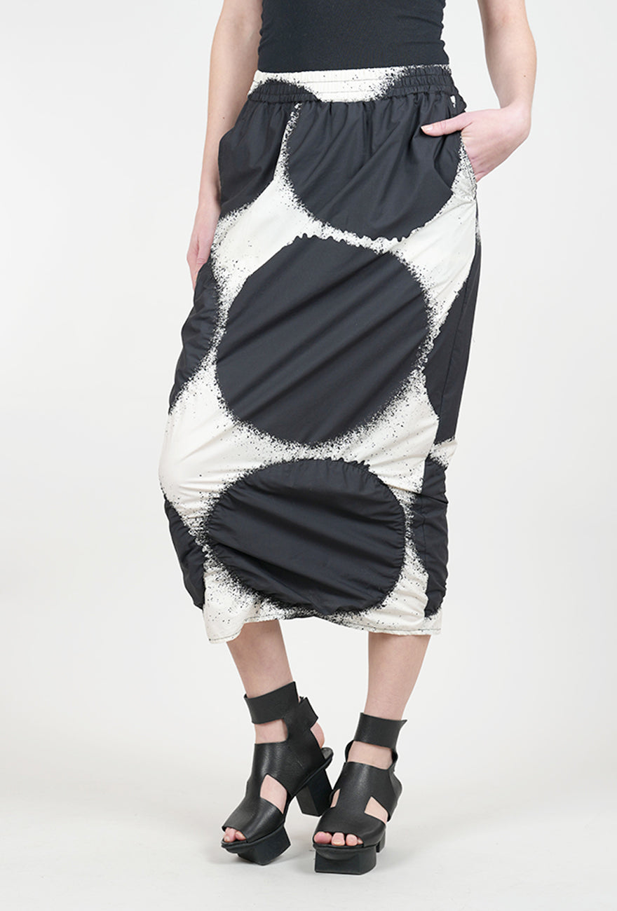 Rundholz Ruched Dot Skirt, Black/White 