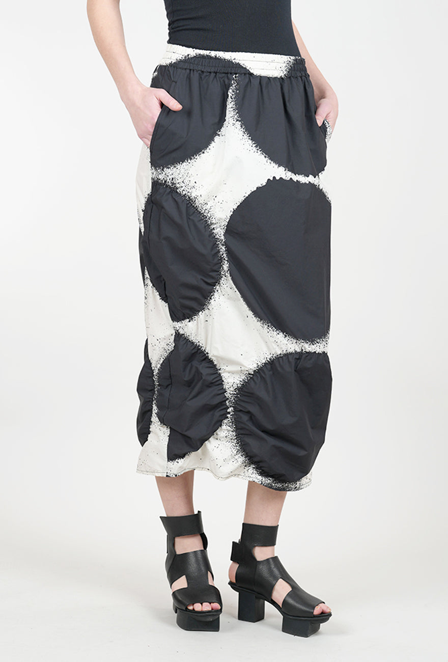 Rundholz Ruched Dot Skirt, Black/White 