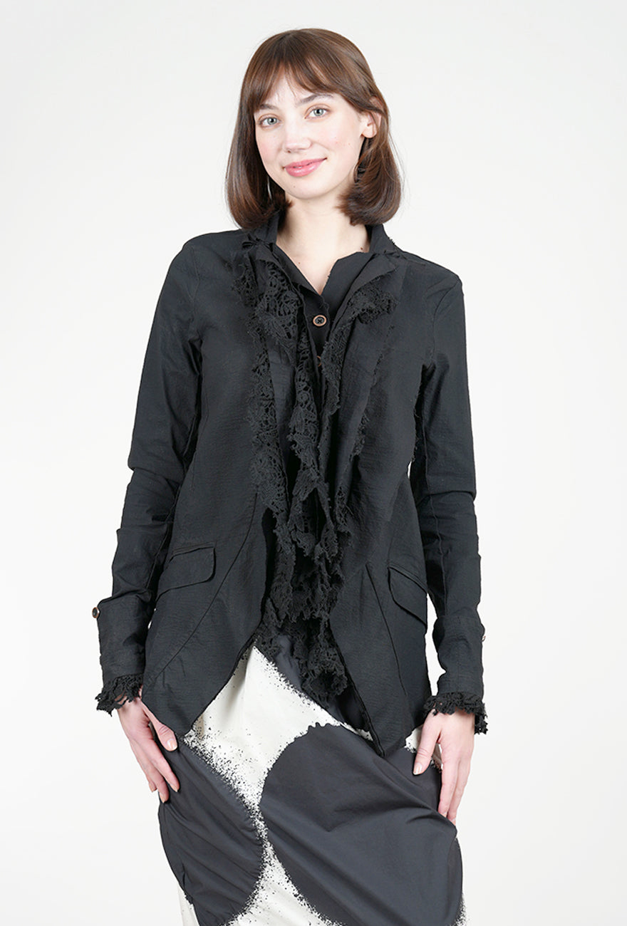 Rundholz Lace Cascade Stretch Jacket, Black Gloss 