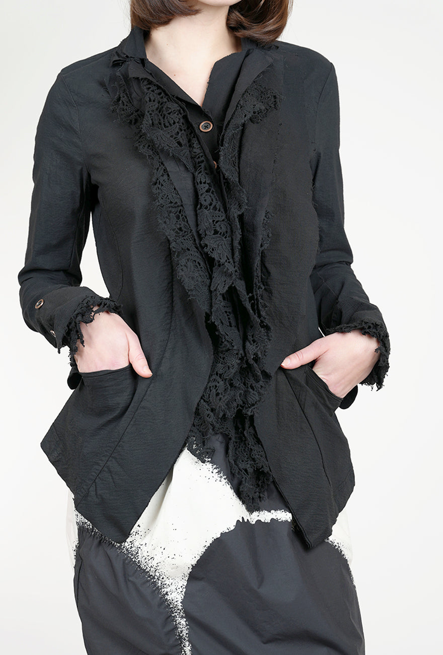 Rundholz Lace Cascade Stretch Jacket, Black Gloss 