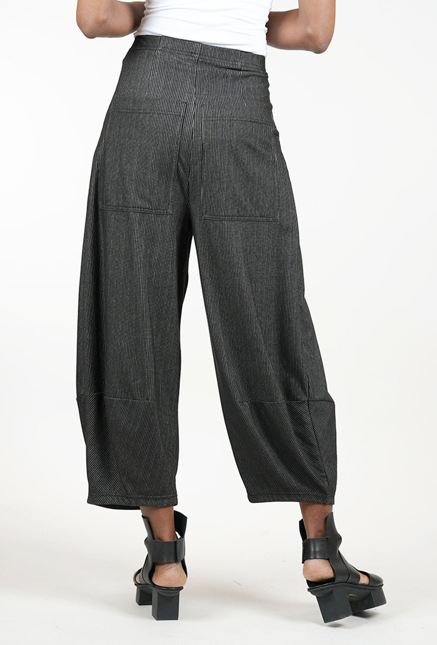 Rundholz Knit Texture Lantern Pant, Black Stripe 