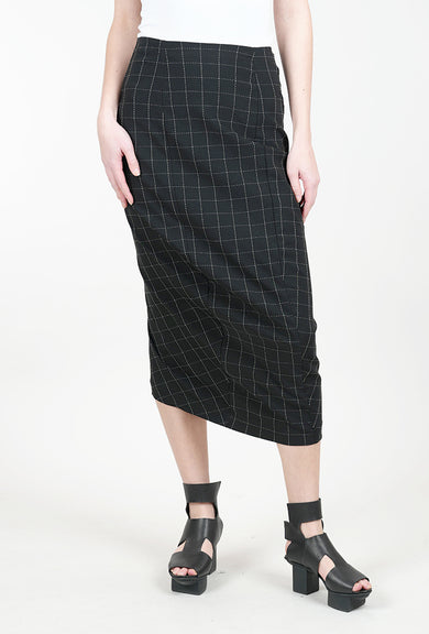 Rundholz Check Seamed Slim Skirt, Black 