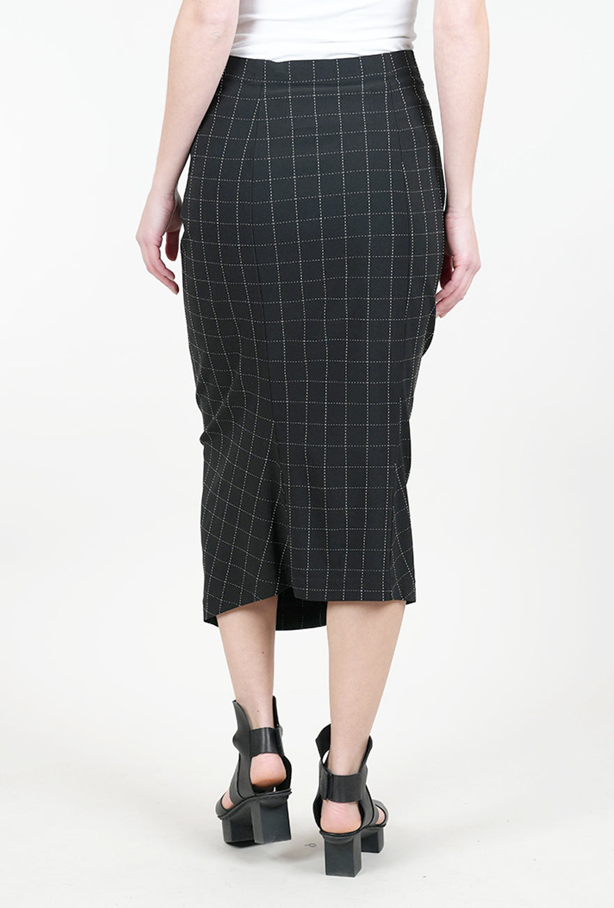 Rundholz Check Seamed Slim Skirt, Black 
