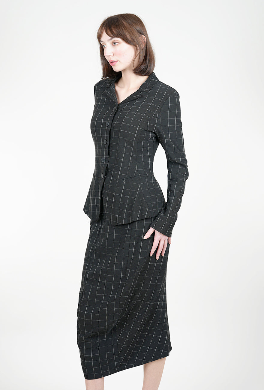 Rundholz Check Seamed Slim Jacket, Black 