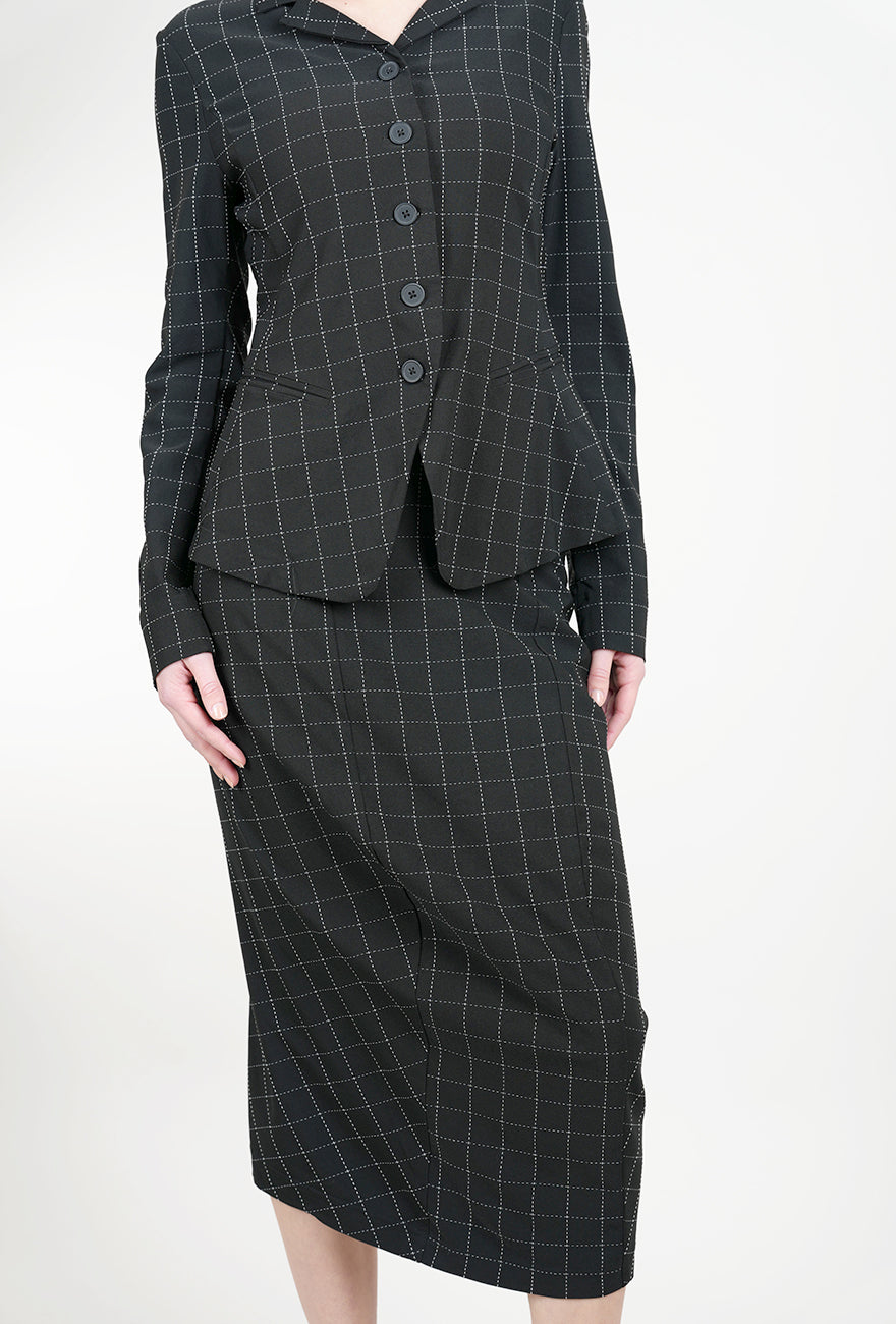 Rundholz Check Seamed Slim Jacket, Black 