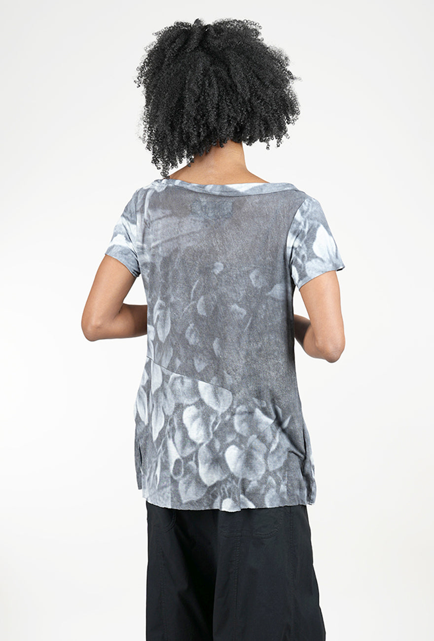Rundholz Drape Neck Durer Tee, Black Print 