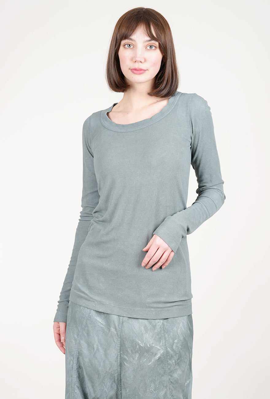 Rundholz Hidden Lace Ribbed Tee, Seaweed Fog 